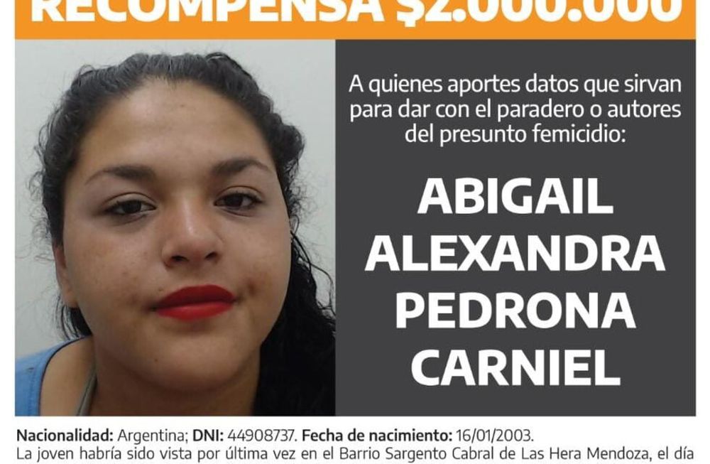 La recompensa que ofrece el Ministerio de Seguridad de la Nación.