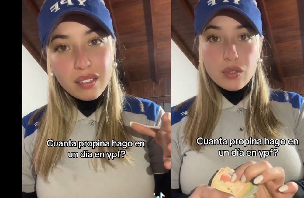 Una empleada de YPF mostró el dinero que recibió de propina.
