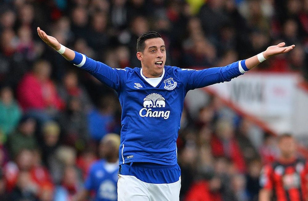 El mendocino Ramiro Funes Mori con la camiseta del Everton.