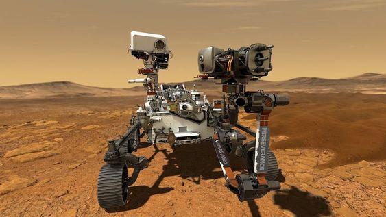Al igual que un geólogo humano, el robot Perseverance, de exploración del planeta Marte. Puede desplazarse por el terreno y tomar y analizar muestras de la superficie marciana.
