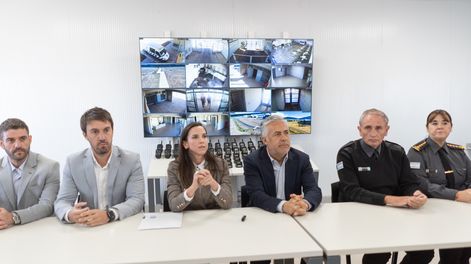 El gobernador Alfredo Cornejo y la ministra de Seguridad, Mercedes Rus.