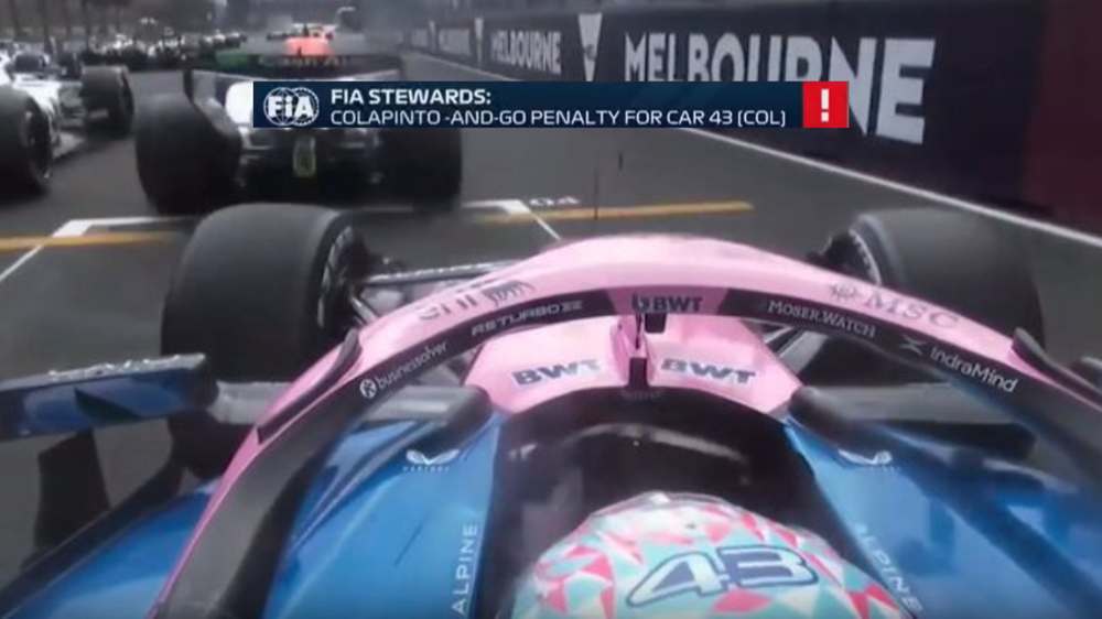 El castigo a Franco Colapinto en Australia. El castigo a Franco Colapinto en Australia.