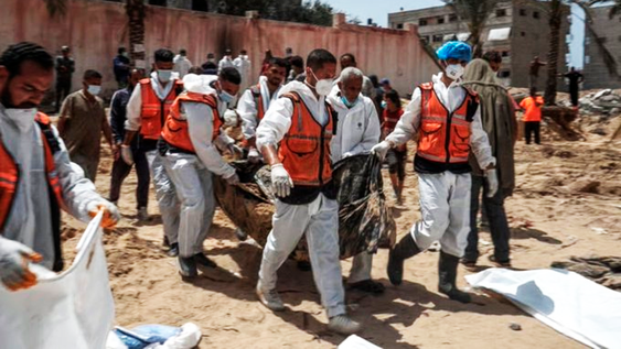 Gaza preparada para recibir cuerpos de mártires palestinos.