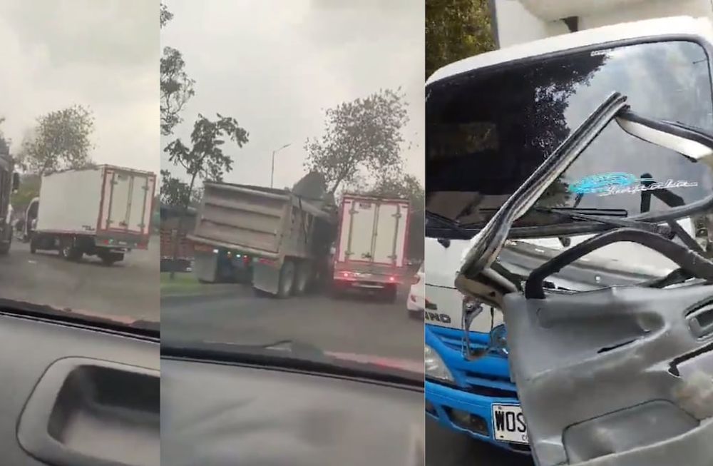 Los videos captados por automovilistas presentes en la avenida Bocayá, al norte de Bogotá, se viralizaron en las redes sociales. Foto: Captura videos / redes