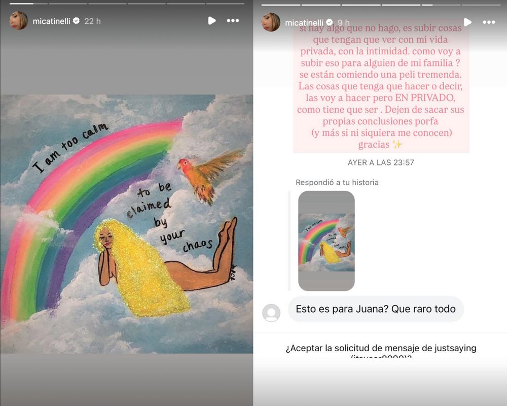 Los posteos de Mica Tinelli tras la denuncia de amenazas de su hermana Juanita