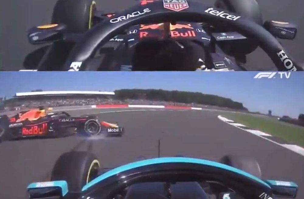 Lewis Hamilton y Max Verstappen se tocaron en el arranque del Gran Premio de Gran Bretaña de Fórmula 1. Revivilo desde el Red Bull del Holandés y el Mercedes del británico.