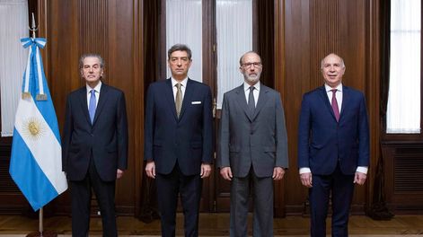 Juan Carlos Maqueda, Horacio Rosatti (presidente), Carlos Rosenkrantz (vicepresidente), Ricardo Lorenzetti.  csjn.gov.ar