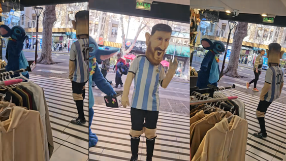 Messi y Stitch causan furor bailando en el centro de Mendoza Messi y Stitch causan furor bailando en el centro de Mendoza