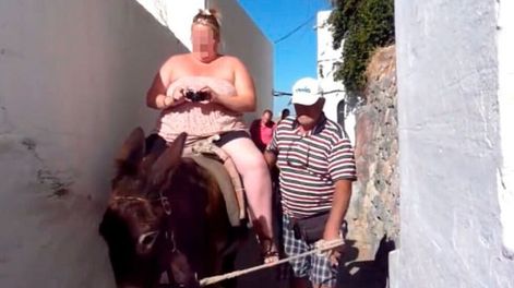 Prohíben que las personas con sobrepeso se suban a los burros en una isla de Grecia