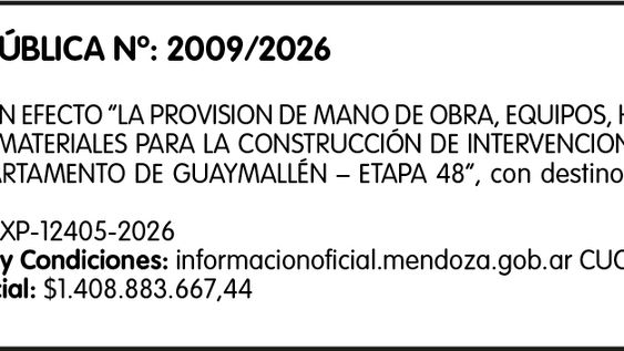 guaymallen dejo sin efecto una licitacion publica para obras urbanas
