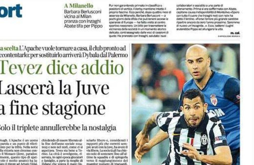 En Italia aseguran que Carlos Tevez volverá a Boca en junio