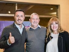 Luis Petri, Julio Cobos y Patricia Giménez en la campaña 2023. Archivo Los Andes