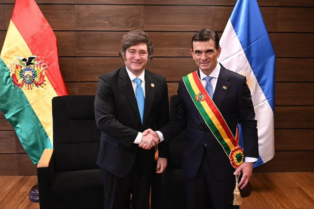 Milei junto al presidente de Bolivia, Rodrigo Paz.&nbsp;