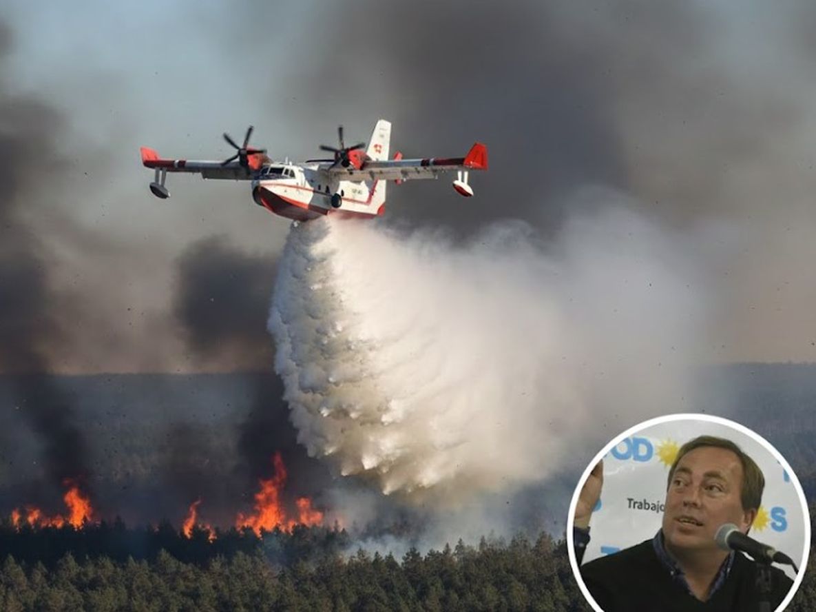 El diputado justicialista Martín Aveiro se metió en la polémica de los incendios forestales y pidió que Milei compre aviones hidrantes. Foto: IA Gemini