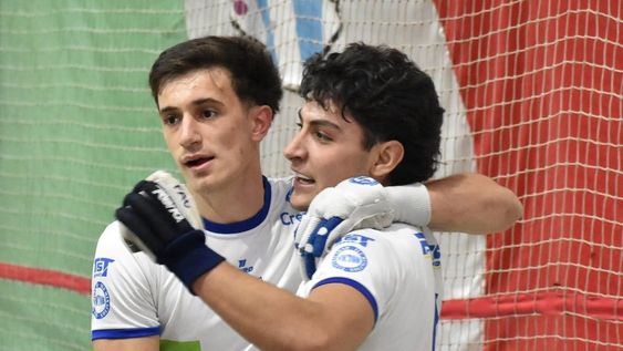 Hockey Patín.&nbsp; Uno de los tantos festejos de los Tanos esteños en esta temporada