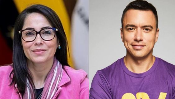 Luisa González, candidata del movimiento Revolución Ciudadana y Daniel Noboa, candidato de la Alianza Acción por la Democracia. Foto. Flickr / Daniel Noboa en Facebook