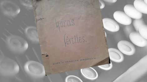 Los Andes | Portada del mecanoscrito (con letras de la primera página manuscritas) del libro Horas fértiles, del poeta mendocino Efraín Peralta Andrade.