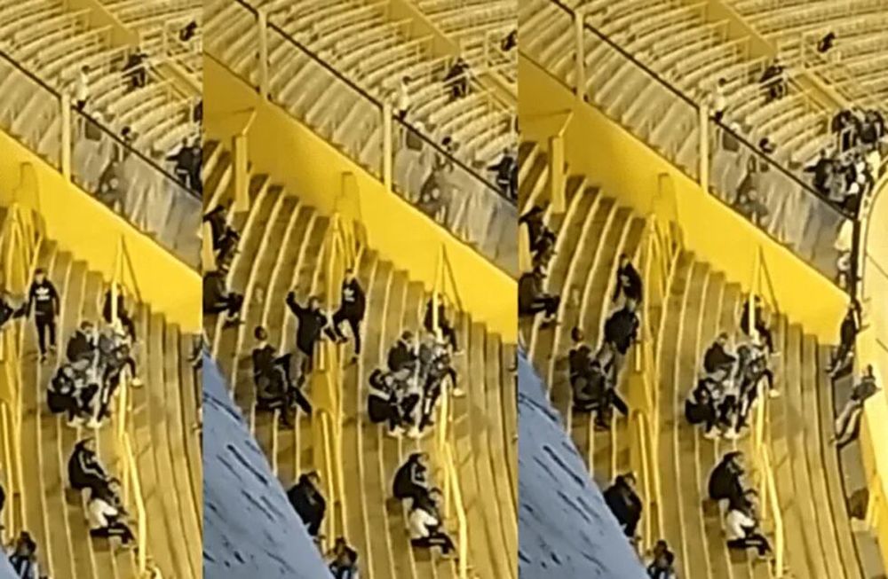Repudiable: los gestos racistas de un hincha de Boca hacia la parcialidad de Corinthians. / Gentileza.