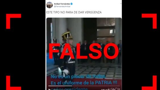 Es falso el subtítulo del video entre Macri y un granadero que publicó Aníbal Fernández Es falso el subtítulo del video entre Macri y un granadero que publicó Aníbal Fernández