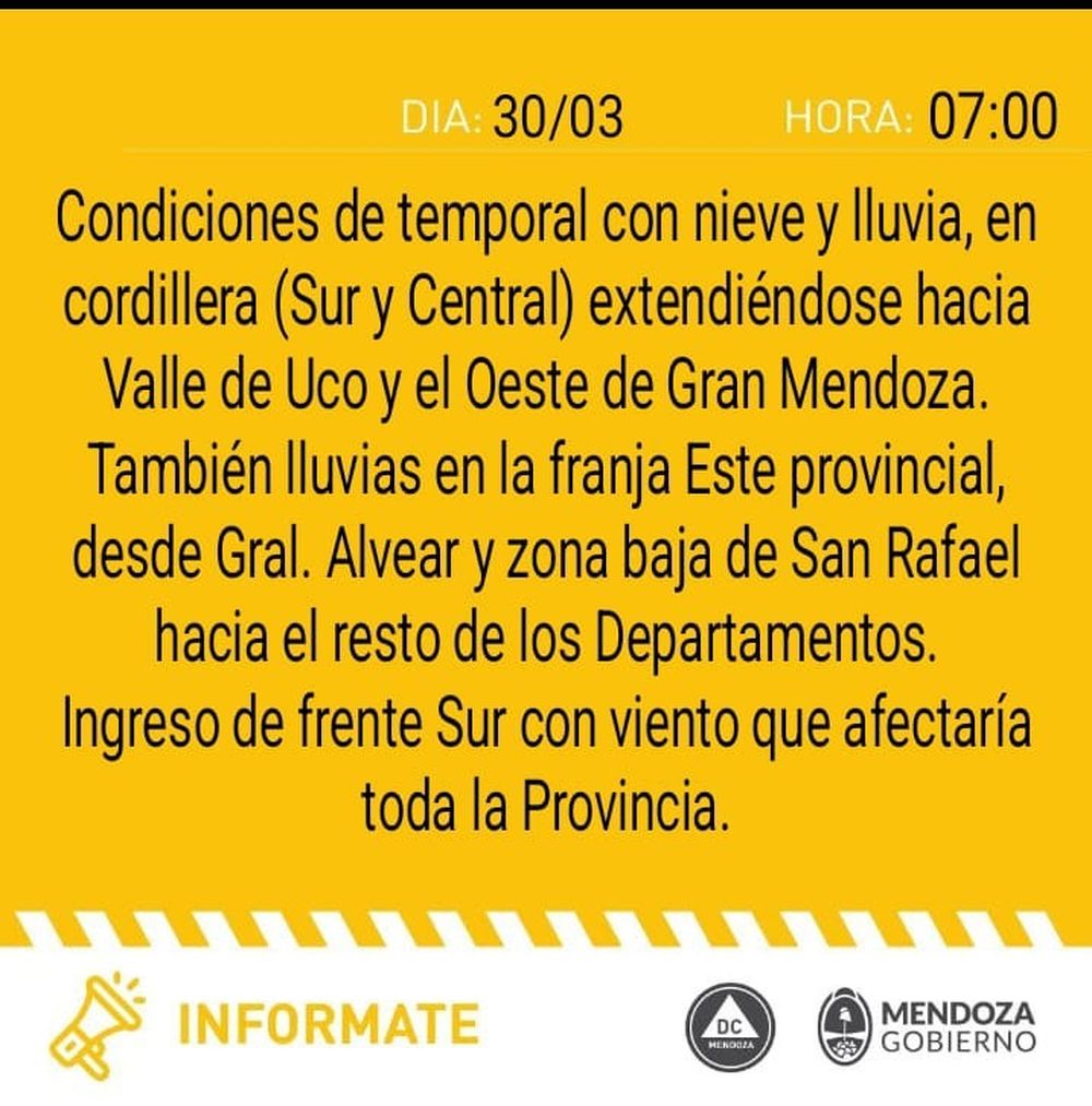Alerta del Defensa Civil 
