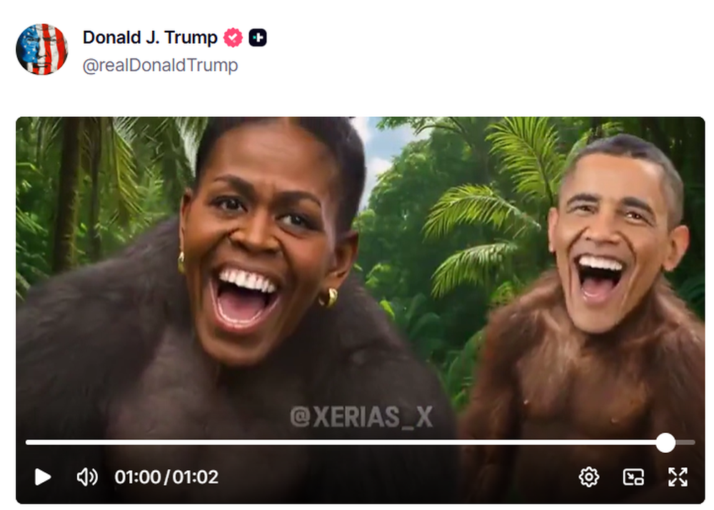 Captura del video eliminado que public&oacute; Trump y mostraba a los obama como monos.&nbsp;
