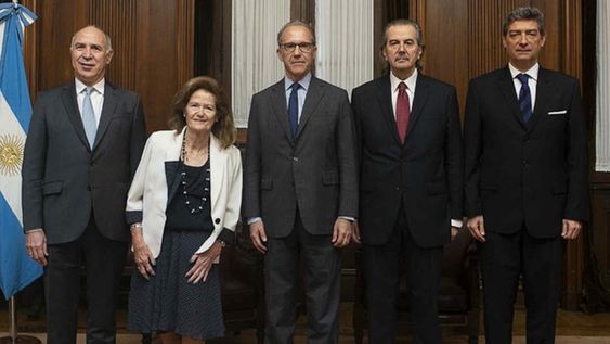 Corte. Ricardo Lorenzetti, Elena Highton de Nolasco, Carlos Rosenkrantz,y Juan Carlos Maqueda, y Horacio Rosatti. (Corte Suprema de Justicia)