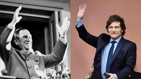 Juan Domingo Perón y Javier Milei