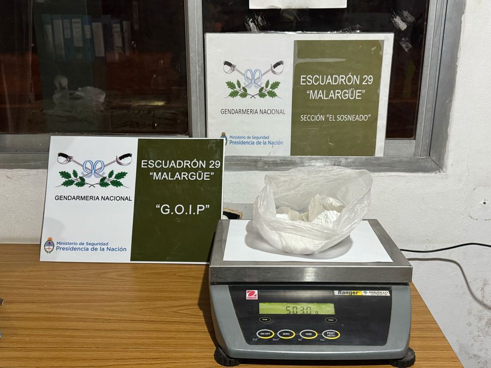 La cocaína decomisada por Gendarmería. 