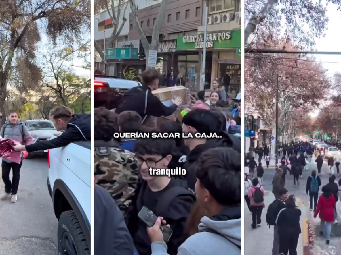 El influencer Parviz Benazirov regaló ropa en pleno microcentro mendocino.