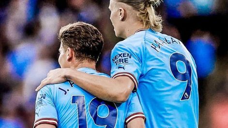 Álvarez y Haaland, la formula del gol del Manchester City. / Gentileza.