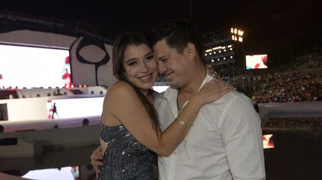 Camila Morales, exreina de Lavalle, y Matías: la pareja que se comprometió en pleno Frank Romero Day. Foto: Orlando Pelichotti / Los Andes