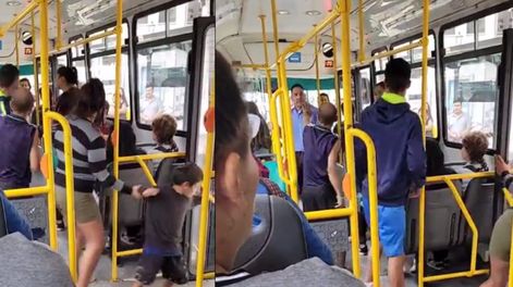 El hombre que captó las imágenes indicó cuál fue la pregunta inicial del pasajero: “Hola, perdón, pero no tengo para pagar. Me gasté toda la plata en la comida del nene. ¿Puedo viajar gratis, por favor?”. Foto: Captura de video