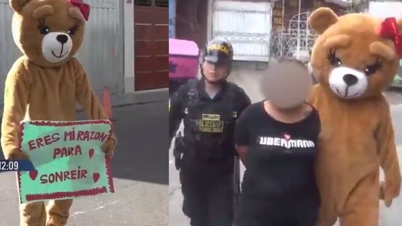 Luego de que las mujeres abren la puerta al escuchar que tienen una sorpresa por el día de San Valentín esperándolas del otro lado, el grupo denominado TERNA, que se encarga de realizar este tipo de trabajos encubiertos, entró en acción. Foto: Captura video