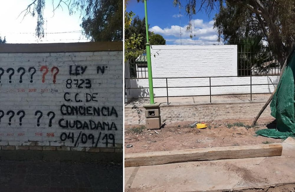 El mural que fue blanqueado y que Silvia Minoli denunció en Facebook.