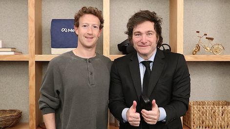 Los Andes | El presidente Javier Milei se reunió con Mark Zuckerberg, CEO de Meta. Foto: Presidencia