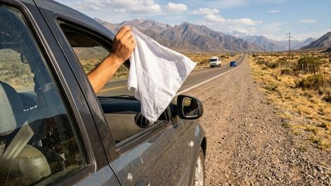 La tela blanca en el auto podría utilizarse como recurso adicional para llamar la atención.