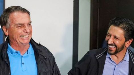 Jair Bolsonaro y su candidato a la reelección en San Pablo, Ricardo Nunes.
