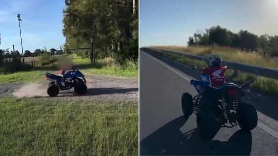 Grabó a su hijo de 5 años manejando un cuatriciclo en plena ruta, lo compartió y quedará inhabilitado para conducir