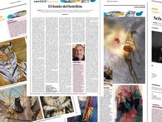 Algunas de las páginas de Los Andes con los trabajos presentados a la convocatoria a artistas y escritores.