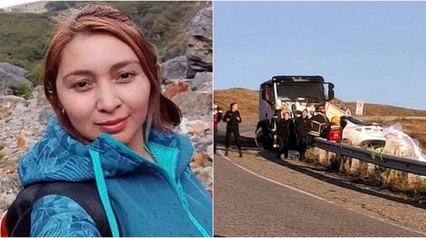 Yohana Nidia Rojas. Escena del accidente en Tierra del Fuego donde murió el presunto femicida. &nbsp; &nbsp; &nbsp;