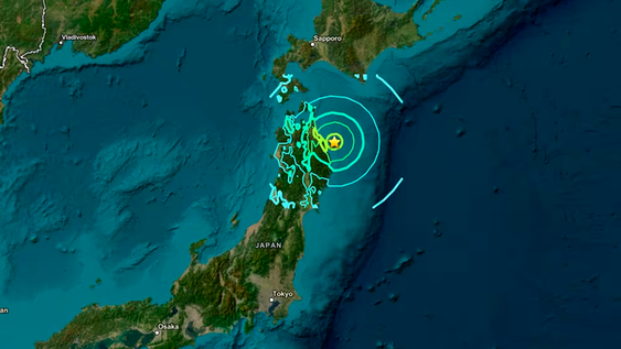 Japón registró un fuerte temblor frente a la costa de Iwate.