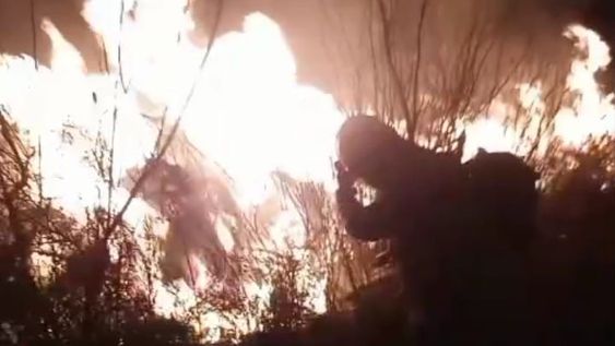 Después de 12 horas de trabajo, lograron contener el incendio de campo en Las Catitas (Gentileza para Los Andes)