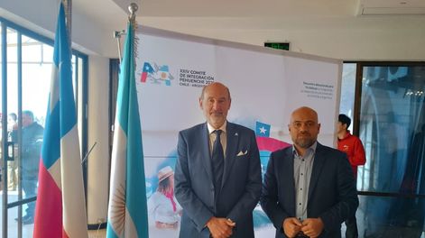 En Talca, el ministro Vargas Arizu con Alberto Marengo, subsecretario de Industria, Comercio y Logística de Mendoza.