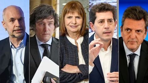 Los Andes | Horacio Rodríguez Larreta, Javier Milei, Patricia Bullrich, Eduardo Wado de Pedro y Sergio Massa son algunos de los precandidatos presidenciales 2023. Foto: web