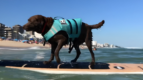 Bono, el perro de 16 años surfista.&nbsp;