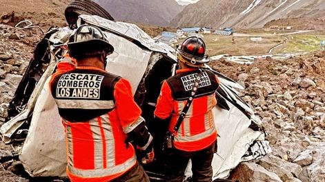 Los Andes | Así quedó la SUV argentina tras desbarrancar en la ruta que une Chile con Mendoza (Gentileza / Los Andes Online)