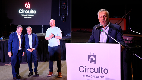 Alfredo Cornejo en la inauguración del desarrollo comercial Circuito Strip Center Alma Gardenia, en Luján de Cuyo. Foto: Prensa Gob. de Mendoza