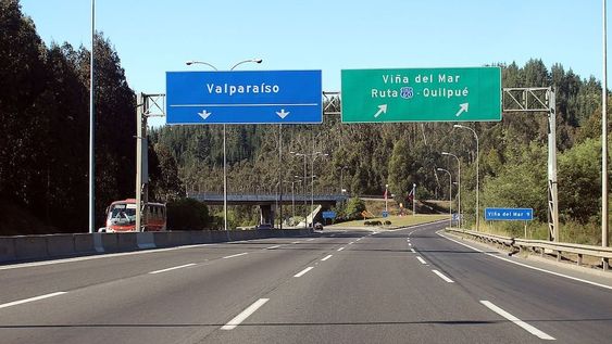 Ruta 68 en Chile, camino a Valparaíso. Corresponde a la concesión Vías Chile Ltda. (Gentileza)