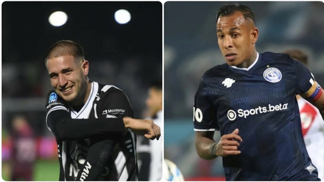 Dos de los grandes protagonistas que tendrá el clásico mendocino: el capitán Azul, Sebastián Villa y el goleador Mensana, Agustín Módica.