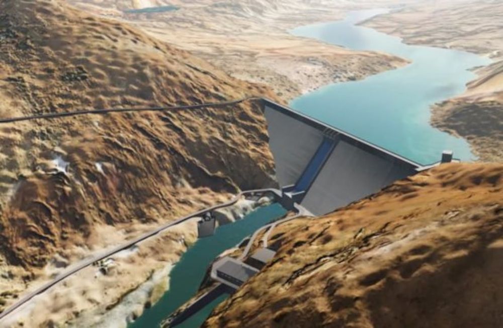 Una maqueta de lo que será está megaobra, la central hidroeléctrica de Portezuelo del Viento, sobre el río Grande. Hoy la Nación cumplió con el envío de los fondos acordados.